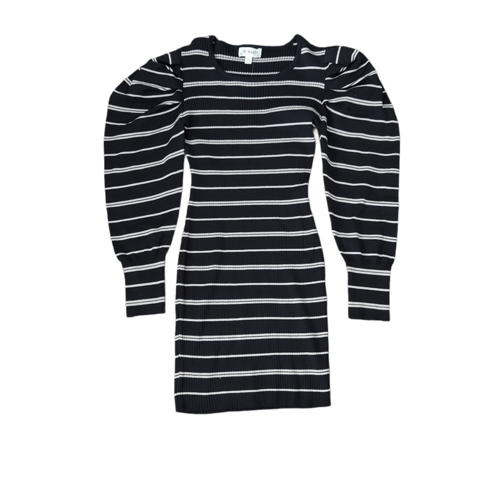 Say What Princess Sleeve Striped Bodycon Dress